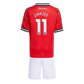 Manchester United Joshua Zirkzee #11 Hjemmebanetrøje Børn 2025-26 Kortærmet (+ Korte bukser)